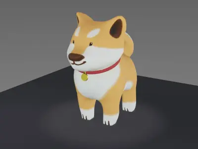 Toon dog Low-poly 3D model