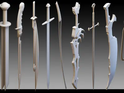 100 Swords- Kitbash- High detail 3d models 3D model