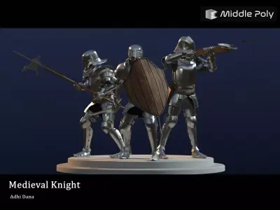 Medieval Knight Low-poly 3D model