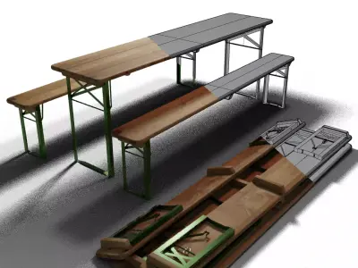 Biertischgarnitur  I  German Outdoor Beer Furniture Free 3D model