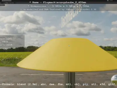 Flugmarkierungshaube mit Aluminiumpfosten 400mm Low-poly 3D model