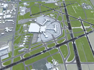 General Mitchell International Airport 10km Low-poly 3D model