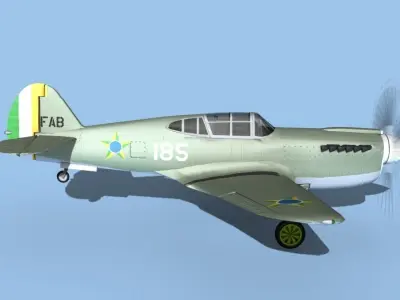 Curtiss P-40F Tomahawk V18 Brazil 3D model