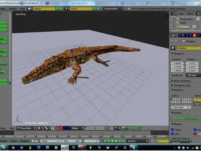 Rigged Crocodile with a simple texture 3D model