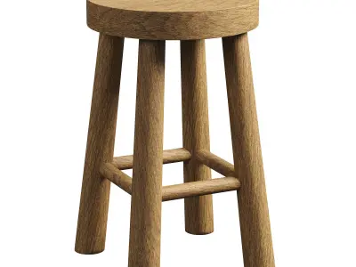 Teak Wood Stool 3D model