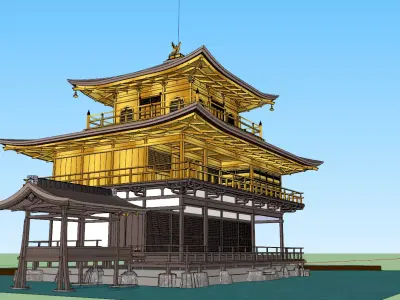 Japanese Temple Low-poly 3D model