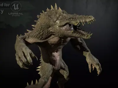 MutantCrocodile crocodile creature Low-poly 3D model
