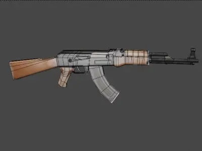 Ak-47 ak - rifle Low-poly 3D model 6