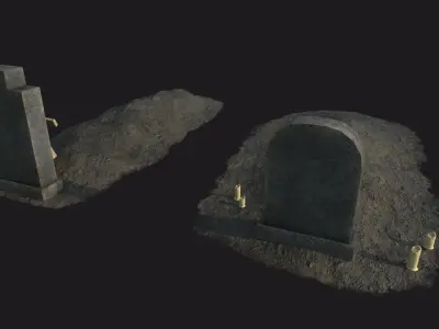 Cemetery Grave Ground Low-poly 3D model