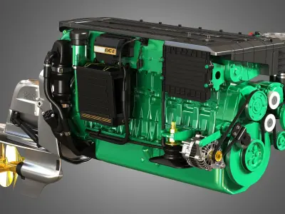Penta D6-330 Engine - 6 Cylinder Marine Engine 3D model