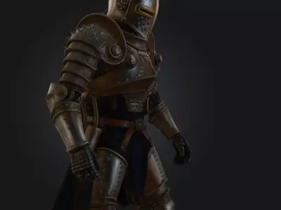 Scifi Medieval Knight - Heavy Metal Soldier Rigged Low-poly 3D model