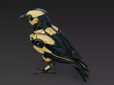 Yellow Robotic Animals Pack PBR 3D Models Low-poly 3D model