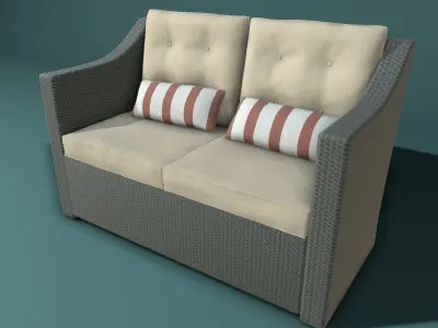Outdoor Wicker Set Free low-poly 3D model
