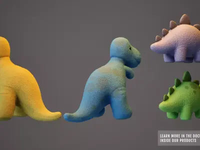 Dinosaur Plush Toys - PBR Game Ready - LOW POLY Low-poly 3D model