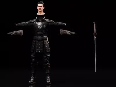 Cyberpunk Samurai - Gameready Low-poly 3D model