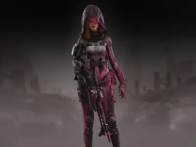 Sci Fi Sniper Girl  Low-poly 3D model