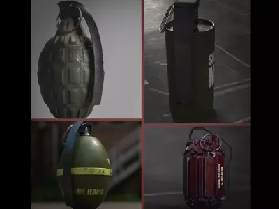 Frag hand grenades PACK Low-poly 3D model