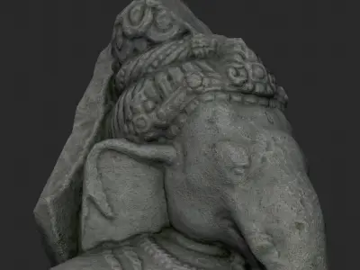 Low Poly PBR Ganesha Statue Low-poly 3D model