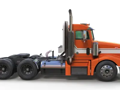 Peterbilt 377 daycab truck Low-poly 3D model