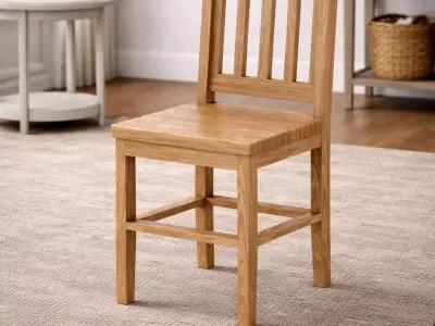 Classic Mission Style Wooden Dining Chair - MorisonDesign 4K PBR Free low-poly 3D model