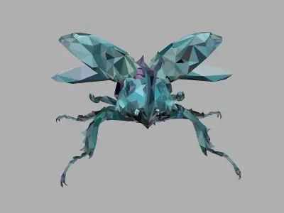 Chafer Firefly Beetle Low Polygon Art Insect Low-poly 3D model