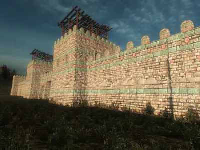 Low Polygon Ancient Greek City Walls Set Low-poly 3D model