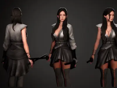 Katana Girl SATOMI Free low-poly 3D model
