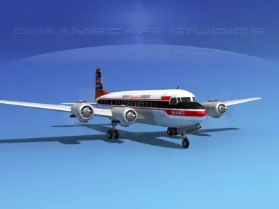 Douglas DC-6 Braniff International 3D model