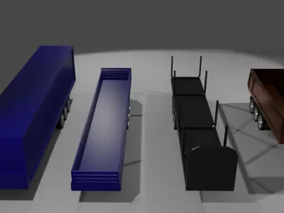 A set of trailers for trucks Low-poly 3D model