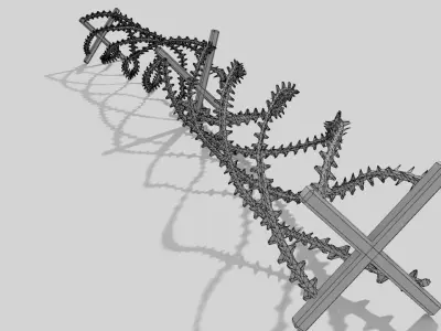 Barbwire barbed wire fence Free 3D model
