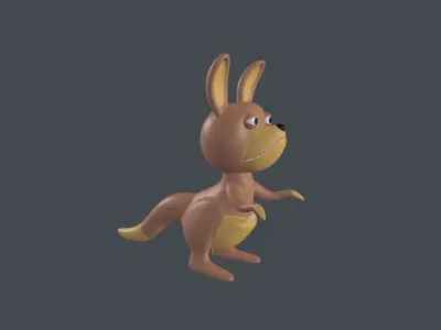 Kangaroo cartoon model Low-poly 3D model