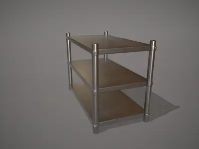 Stainless Steel Kitchen Shelves Commercial Low-poly 3D model