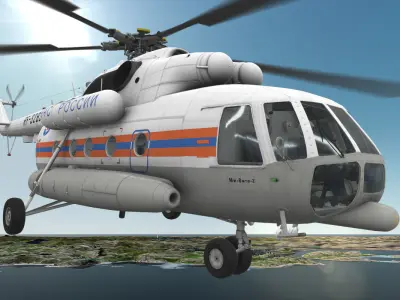 Mi-8MTV Russian Emercom Animated Low-poly 3D model