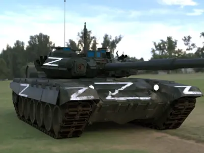 Weathered T90A Main Battle Tank with Iconic Z Marking  Low-poly 3D model