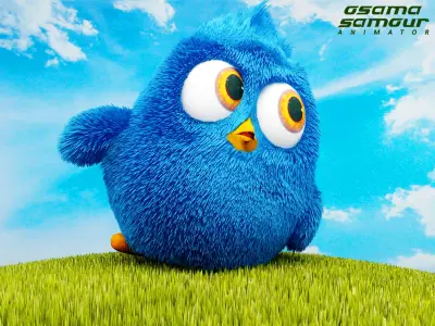 cute 3D chicks Low-poly 3D model