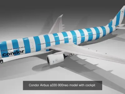 Airbus a330-900neo model with cockpit low poly 10 liveries 3D Model Collection