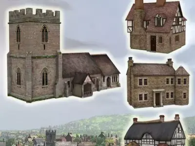 Low-Poly Buildings in 3ds obj and fbx formats 3D model