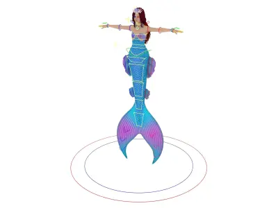 GameReady 3D Mermaid Model with Rig  Low-poly 3D model