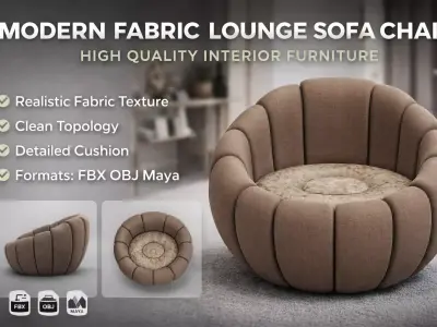 Modern Fabric Lounge Sofa High Quality Interior Furniture Free low-poly 3D model