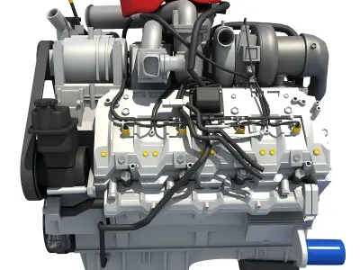 Red Car Engine 3D model