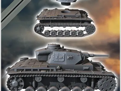 Panzer III Ausf G - miniatures tabletop scenery 3D print model