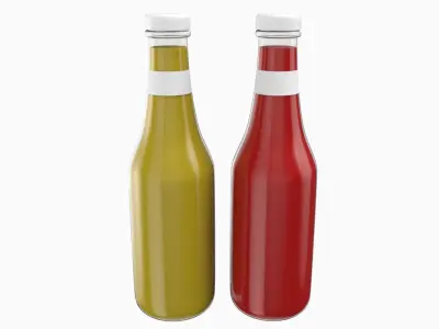 Ketchup And Mustard Condiments 3D model