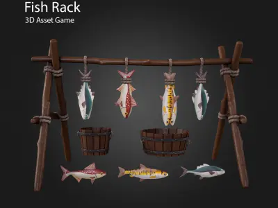 Fish Rack Low-poly 3D model