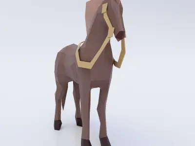 Horse 3d model polygonal Low-poly 3D model