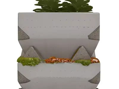 Modern Geometric Concrete Planter 3D model