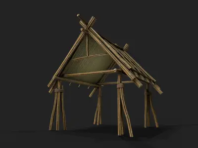 Bamboo Shelter 5 Low-poly 3D model
