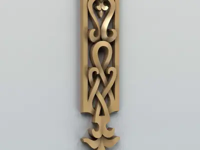 Carved decor vertical 003 Free 3D model