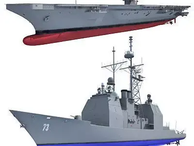 Set of 2 Navy ships 3D model