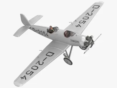 Vintage Aircraft with Pilot 3D model