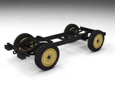 Jeep Willys Chassis Low-poly 3D model